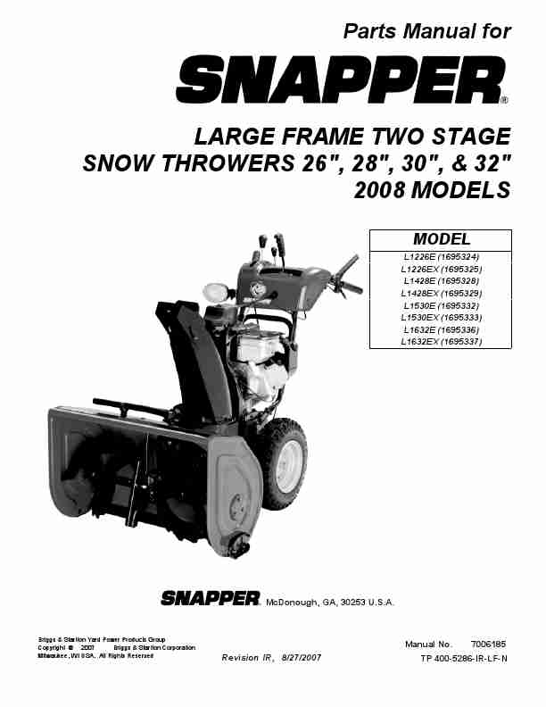 Snapper Snow Blower L1226E-page_pdf